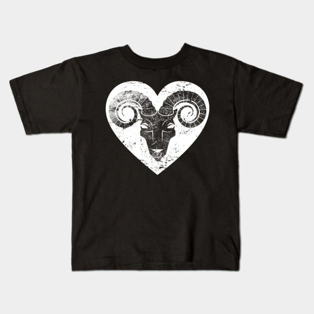 Aries Animal Vintage Personality Horoscope Zodiac Kids T-Shirt by roarr